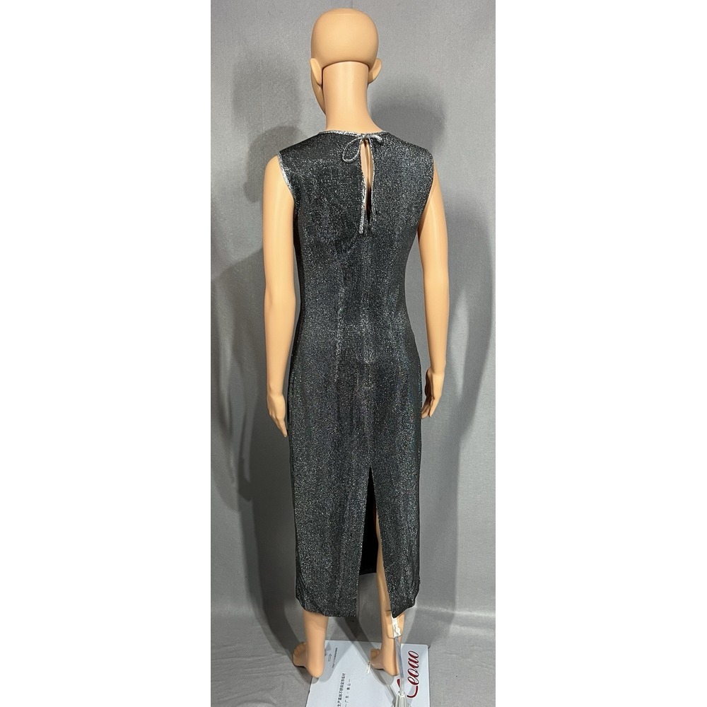 Santa Fe Glimmer Silver Sheath Dress Size 4 - Picture 4 of 7